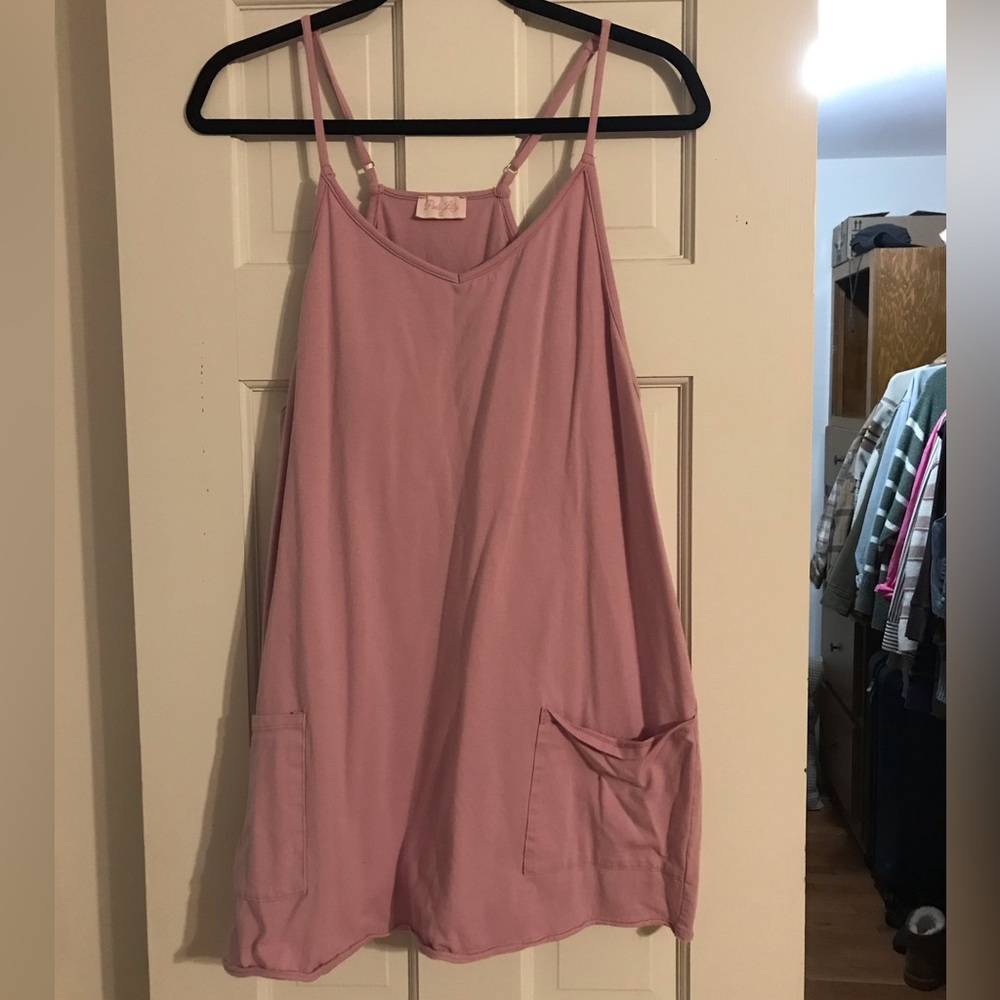 Pink Sleeveless Dress with Pockets